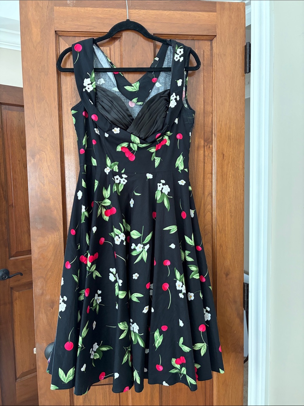 Grace Karin Black Cherry & Blossom Fit-and-Flare Midi Dress